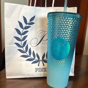 Starbucks Blue Textured Tumbler with Straw
